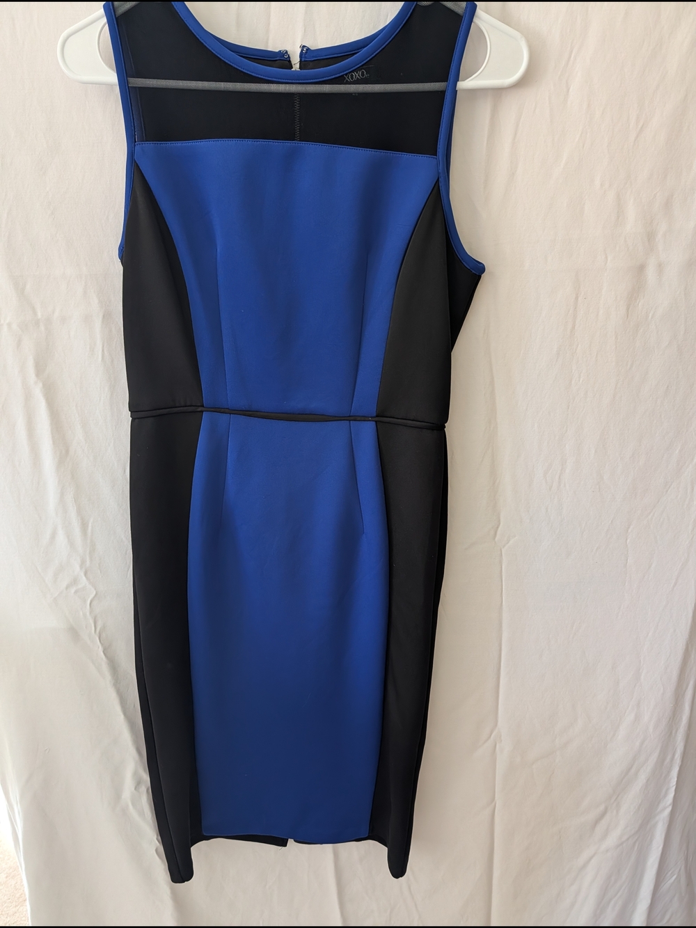 XOXO Black and Royal Blue Colorblock Sleeveless Midi Dress